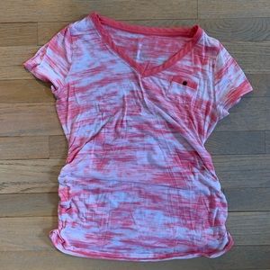 Pink and white maternity top